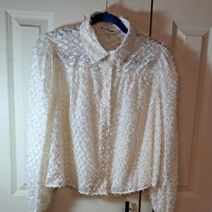 White Textured Women's Blouse